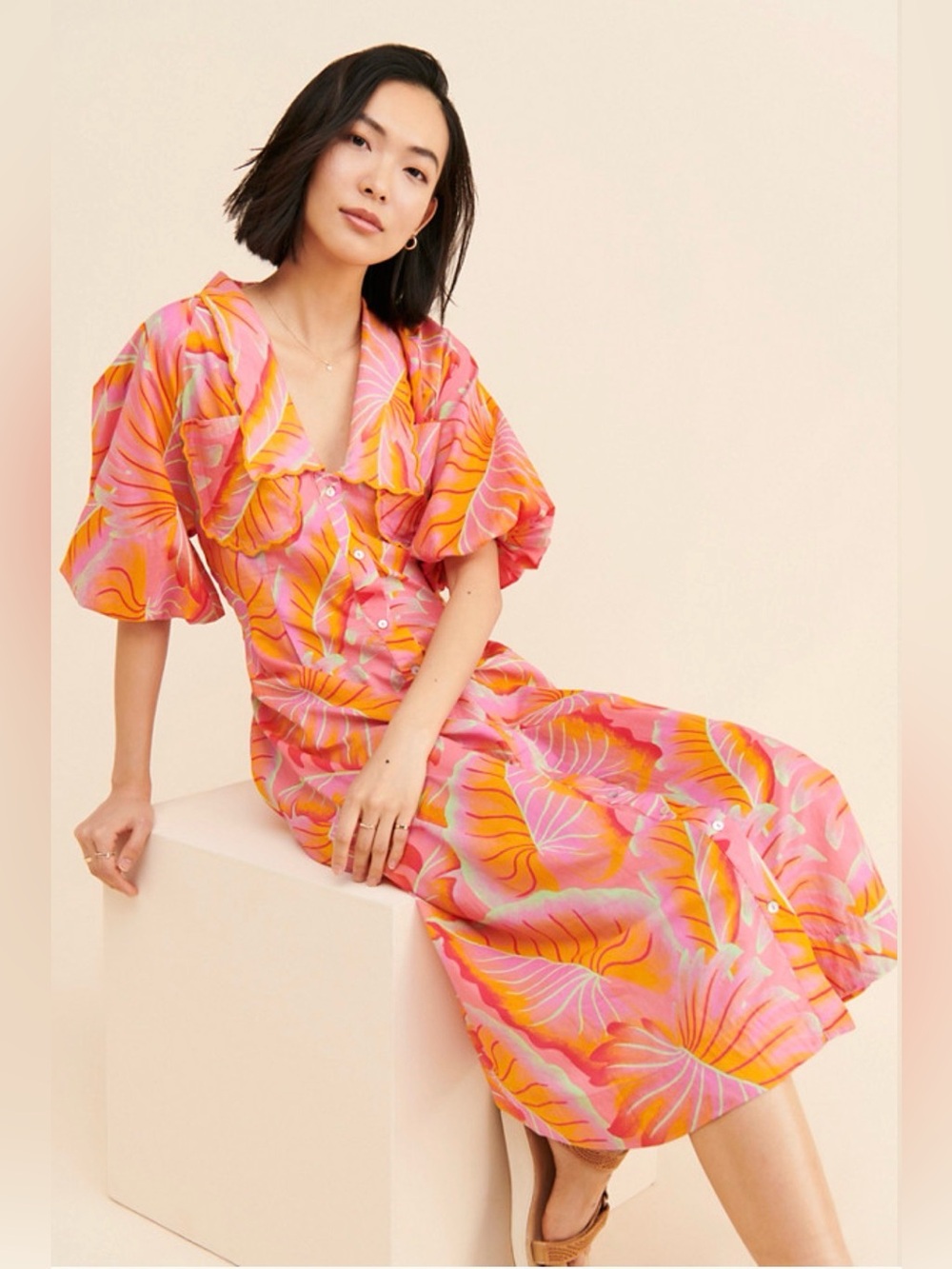 Anthropologie x Farm Rio Bright Forest Midi Dress